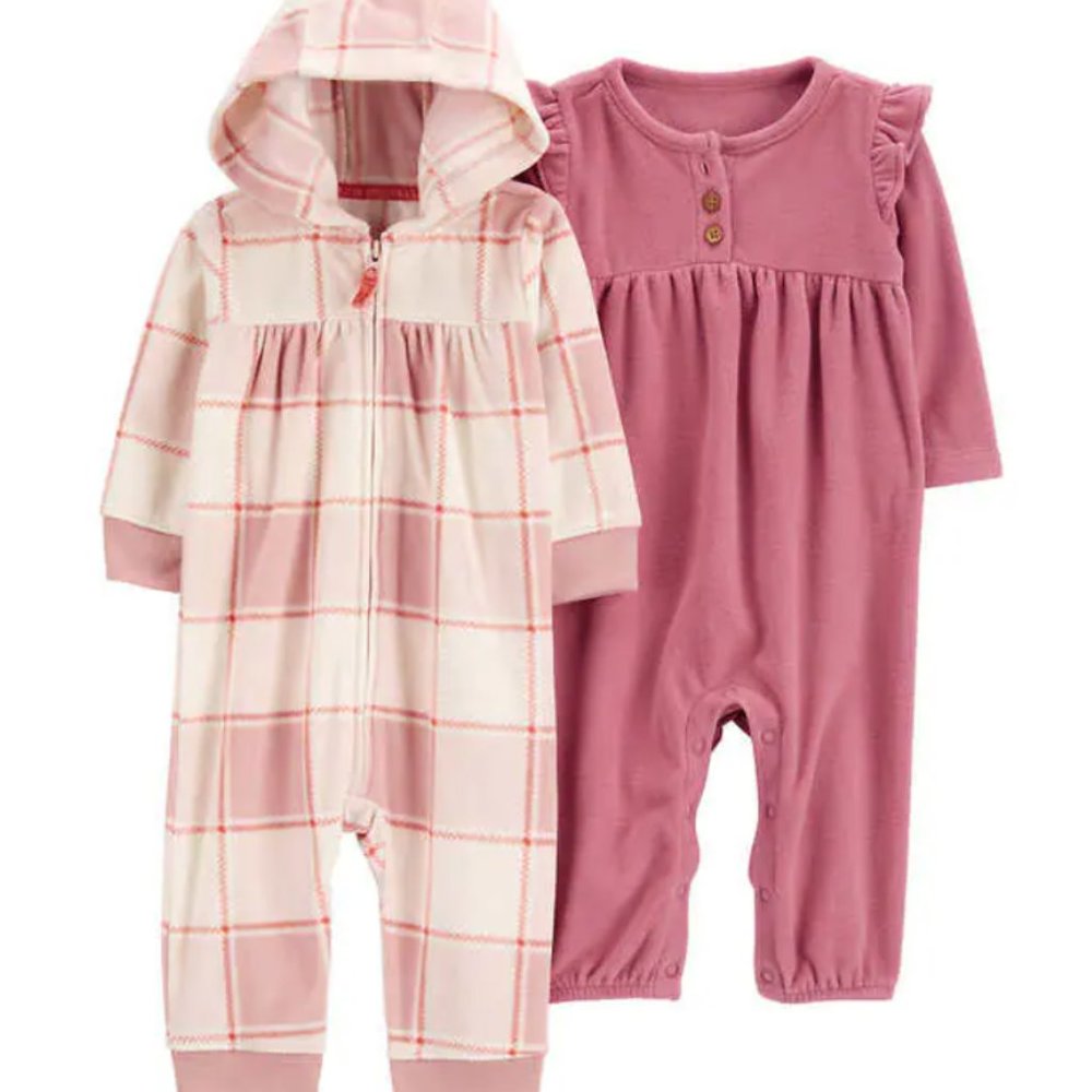NWT Carter's Baby Size 3M 2-pack Pink Jumpsuit Set - Picture 1 of 7